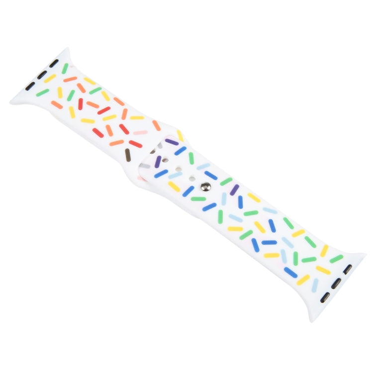 Rainbow Raindrops Silicone Watch Band For Apple Watch 7 41mm(White) - Watch Bands by PMC TechLife | Online Shopping South Africa | PMC TechLife