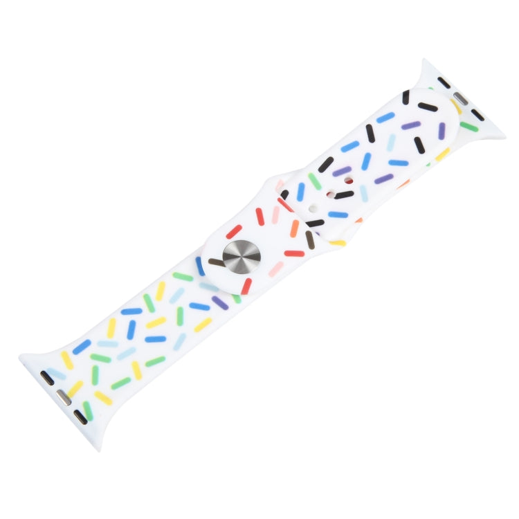 Rainbow Raindrops Silicone Watch Band For Apple Watch 7 41mm(White) - Watch Bands by PMC TechLife | Online Shopping South Africa | PMC TechLife