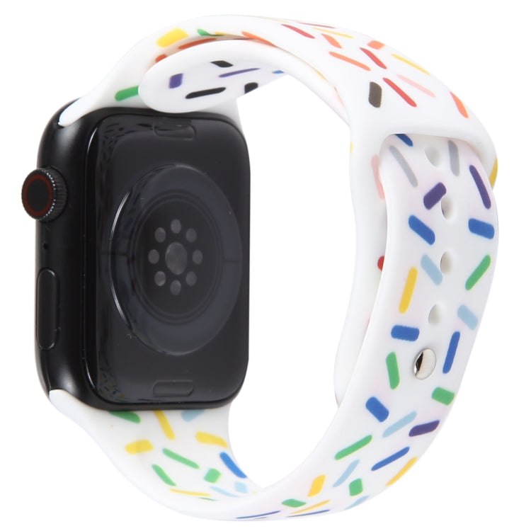 Rainbow Raindrops Silicone Watch Band For Apple Watch 7 41mm(White) - Watch Bands by PMC TechLife | Online Shopping South Africa | PMC TechLife