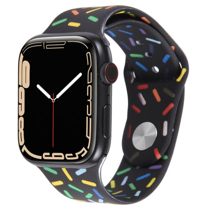 Rainbow Raindrops Silicone Watch Band For Apple Watch 7 41mm(Black) - Watch Bands by PMC Jewellery | Online Shopping South Africa | PMC Jewellery