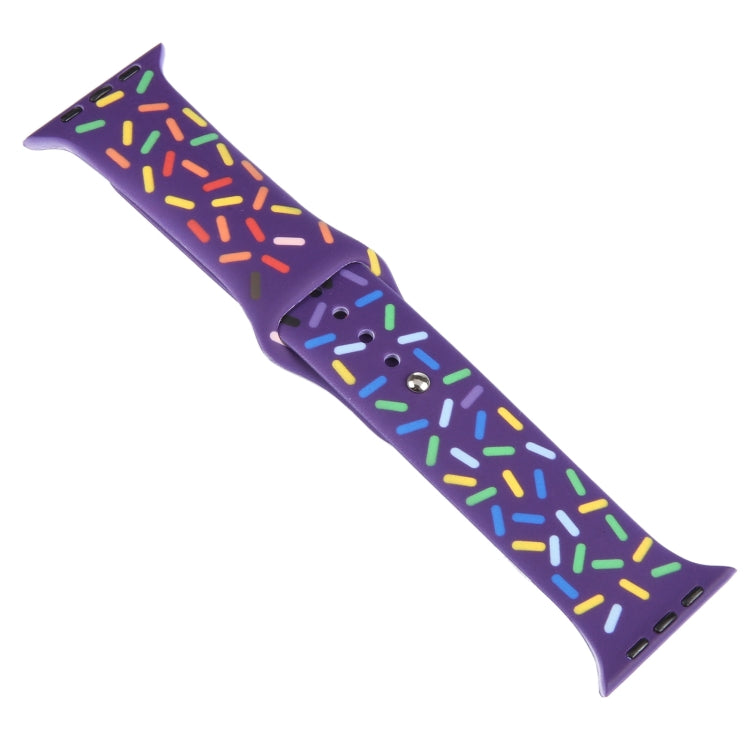 Rainbow Raindrops Silicone Watch Band For Apple Watch 7 41mm(Dark Purple) - Watch Bands by PMC TechLife | Online Shopping South Africa | PMC TechLife