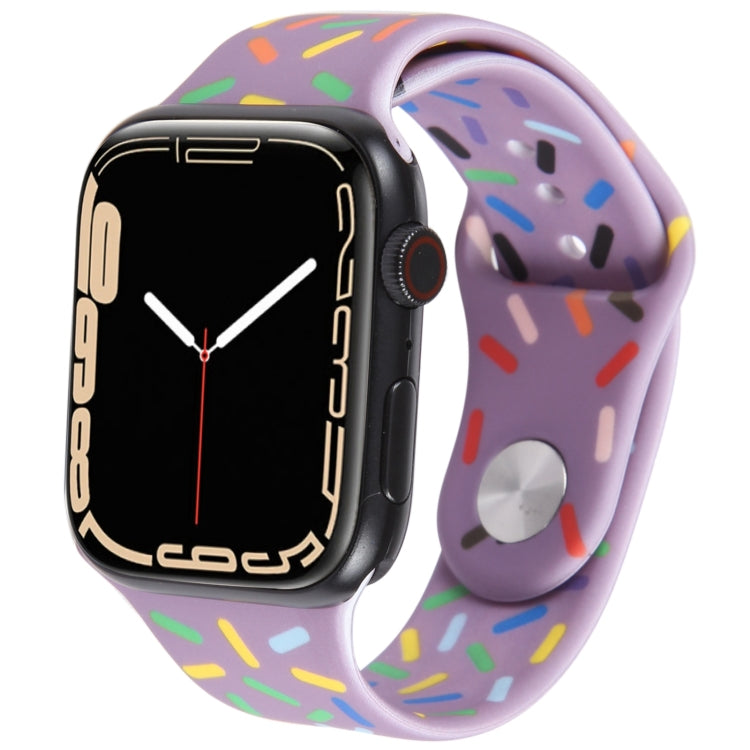 Rainbow Raindrops Silicone Watch Band For Apple Watch SE 44mm(Light Purple) - Watch Bands by PMC Jewellery | Online Shopping South Africa | PMC Jewellery