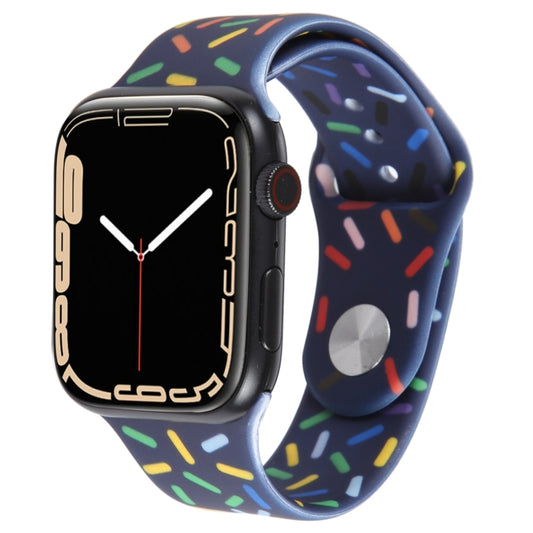 Rainbow Raindrops Silicone Watch Band For Apple Watch SE 44mm(Midnight) - Watch Bands by PMC Jewellery | Online Shopping South Africa | PMC Jewellery