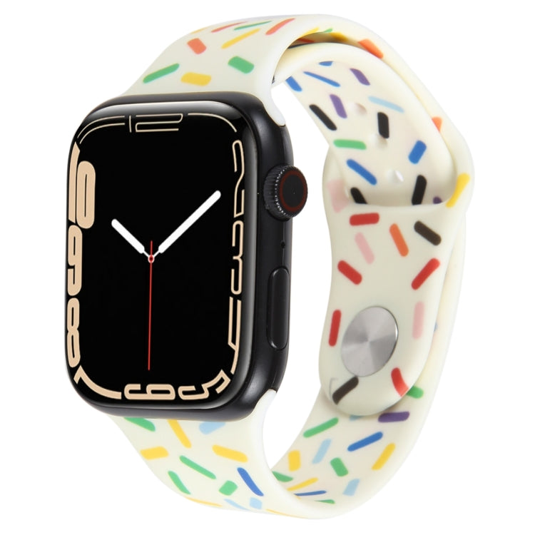 Rainbow Raindrops Silicone Watch Band For Apple Watch 6 40mm(Beige) - Watch Bands by PMC TechLife | Online Shopping South Africa | PMC TechLife