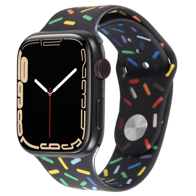 Rainbow Raindrops Silicone Watch Band For Apple Watch 5 44mm(Black) - Watch Bands by PMC TechLife | Online Shopping South Africa | PMC TechLife
