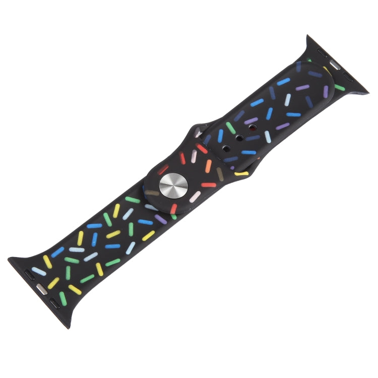 Rainbow Raindrops Silicone Watch Band For Apple Watch 5 44mm(Black) - Watch Bands by PMC TechLife | Online Shopping South Africa | PMC TechLife