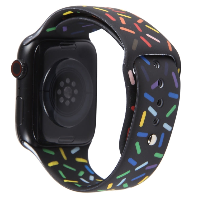Rainbow Raindrops Silicone Watch Band For Apple Watch 5 44mm(Black) - Watch Bands by PMC TechLife | Online Shopping South Africa | PMC TechLife