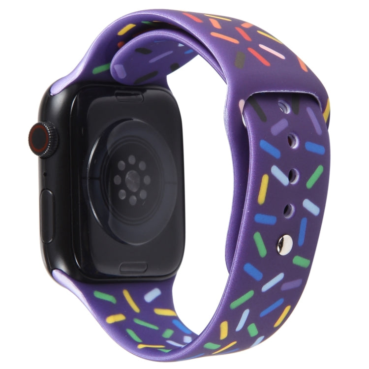 Rainbow Raindrops Silicone Watch Band For Apple Watch 5 44mm(Dark Purple) - Watch Bands by PMC TechLife | Online Shopping South Africa | PMC TechLife
