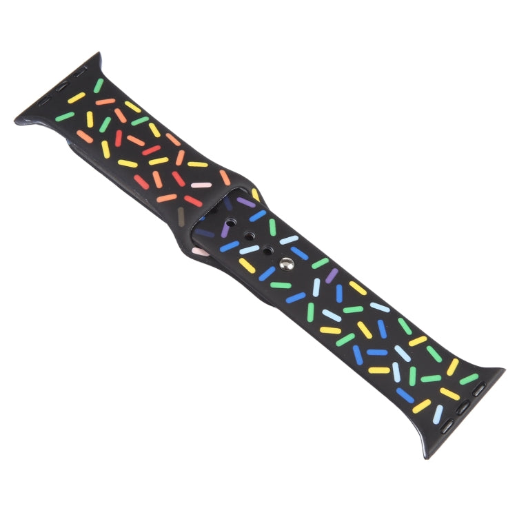 Rainbow Raindrops Silicone Watch Band For Apple Watch 2 42mm(Black) - Watch Bands by PMC TechLife | Online Shopping South Africa | PMC TechLife