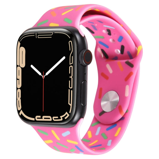 Rainbow Raindrops Silicone Watch Band For Apple Watch 42mm(Rose Red) - Watch Bands by PMC Jewellery | Online Shopping South Africa | PMC Jewellery