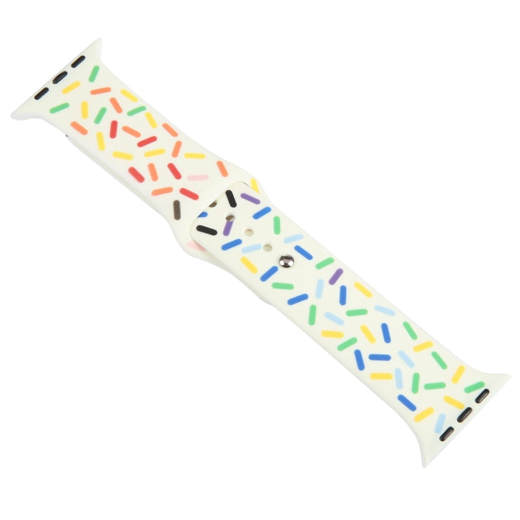 Rainbow Raindrops Silicone Watch Band For Apple Watch 42mm(Beige) - Watch Bands by PMC TechLife | Online Shopping South Africa | PMC TechLife