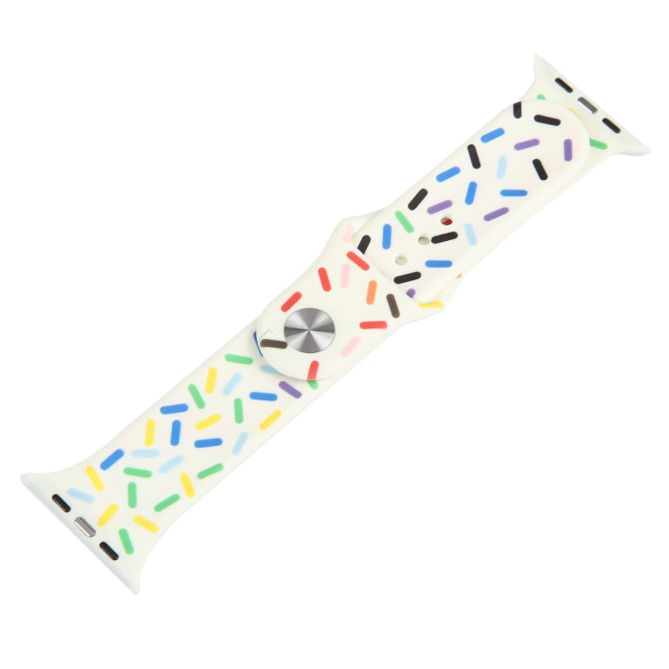 Rainbow Raindrops Silicone Watch Band For Apple Watch 42mm(Beige) - Watch Bands by PMC TechLife | Online Shopping South Africa | PMC TechLife