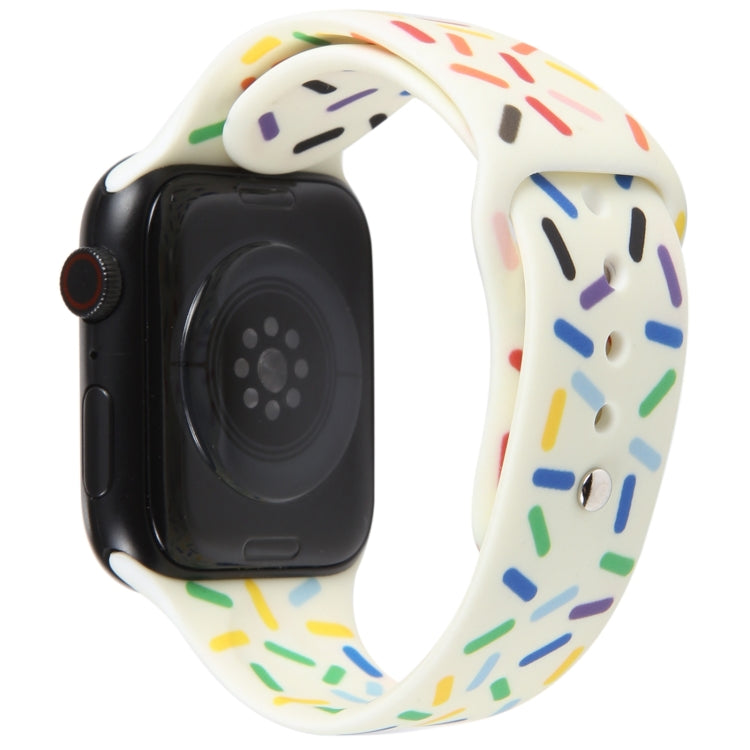 Rainbow Raindrops Silicone Watch Band For Apple Watch 42mm(Beige) - Watch Bands by PMC TechLife | Online Shopping South Africa | PMC TechLife