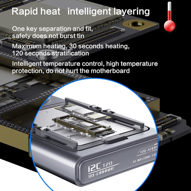 i2C T20 Intelligent Motherboard Middle Layered Heating Platform For iPhone X-14 Series, Plug:US - Repair Platform by i2C | Online Shopping South Africa | PMC Jewellery | Buy Now Pay Later Mobicred