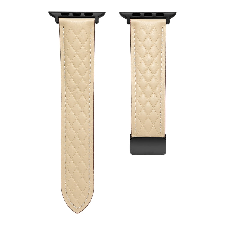 For Apple Watch 2 42mm Folding Buckle Rhombus Leather Watch Band(Starlight) - Watch Bands by PMC TechLife | Online Shopping South Africa | PMC TechLife