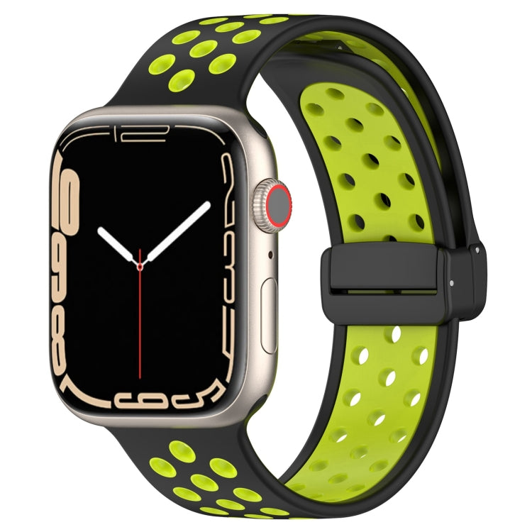 For Apple Watch SE 40mm Magnetic Buckle Silicone Watch Band(Black Limes) - Watch Bands by PMC Jewellery | Online Shopping South Africa | PMC Jewellery