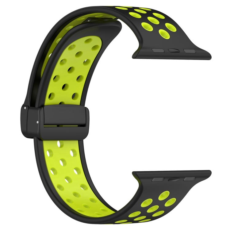 For Apple Watch SE 40mm Magnetic Buckle Silicone Watch Band(Black Limes) - Watch Bands by PMC Jewellery | Online Shopping South Africa | PMC Jewellery