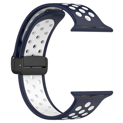 For Apple Watch SE 44mm Magnetic Buckle Silicone Watch Band(Navy White) - Watch Bands by PMC Jewellery | Online Shopping South Africa | PMC Jewellery