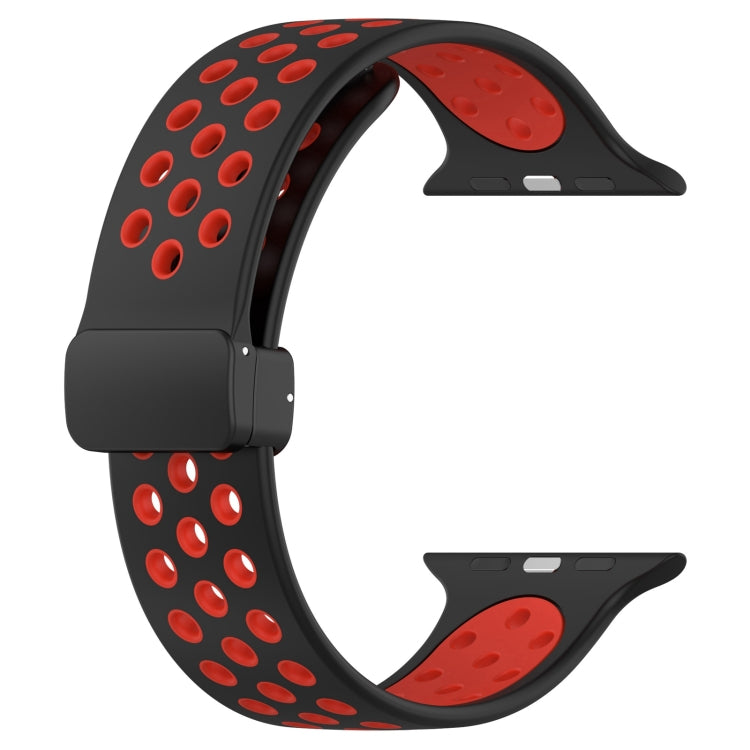 For Apple Watch 6 40mm Magnetic Buckle Silicone Watch Band(Black Red) - Watch Bands by PMC Jewellery | Online Shopping South Africa | PMC Jewellery