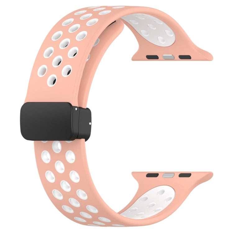 For Apple Watch 5 40mm Magnetic Buckle Silicone Watch Band(Pink White) - Watch Bands by PMC Jewellery | Online Shopping South Africa | PMC Jewellery