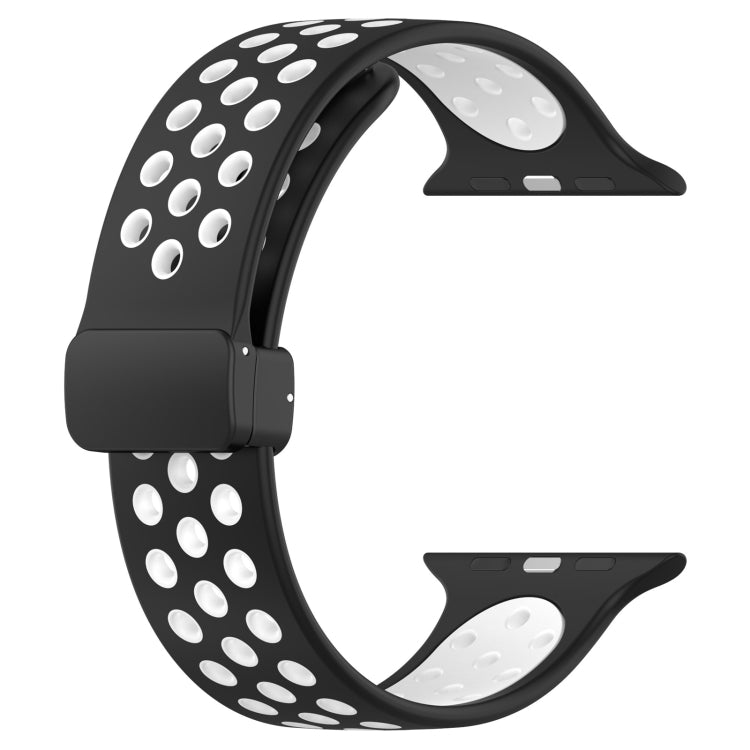 For Apple Watch 3 38mm Magnetic Buckle Silicone Watch Band(Black White) - Watch Bands by PMC Jewellery | Online Shopping South Africa | PMC Jewellery