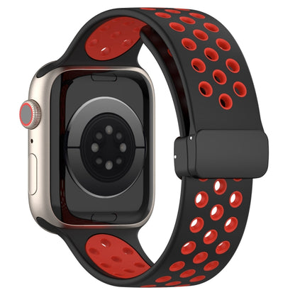 For Apple Watch 3 38mm Magnetic Buckle Silicone Watch Band(Black Red) - Watch Bands by PMC Jewellery | Online Shopping South Africa | PMC Jewellery