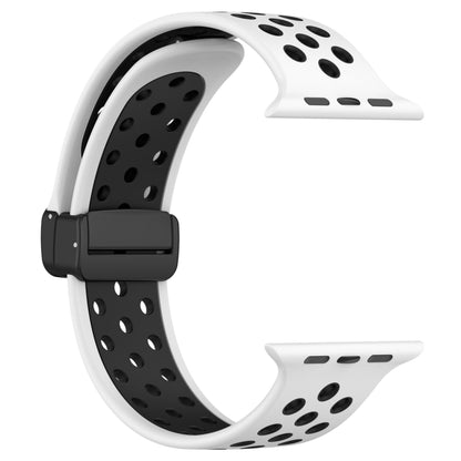 For Apple Watch 3 42mm Magnetic Buckle Silicone Watch Band(White Black) - Watch Bands by PMC Jewellery | Online Shopping South Africa | PMC Jewellery