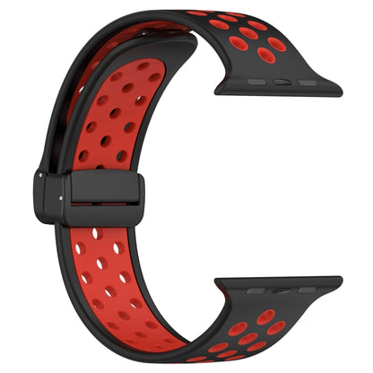 For Apple Watch 38mm Magnetic Buckle Silicone Watch Band(Black Red) - Watch Bands by PMC Jewellery | Online Shopping South Africa | PMC Jewellery