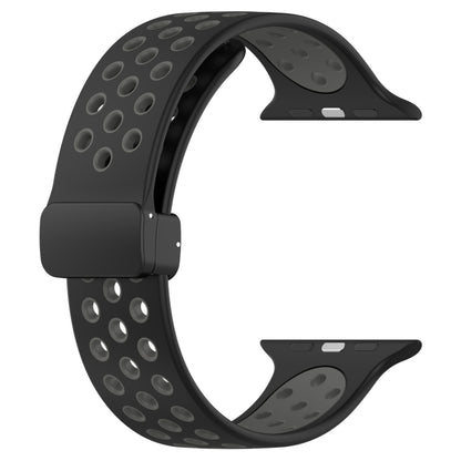 For Apple Watch Series 9 45mm Magnetic Buckle Silicone Watch Band(Black Grey) - Watch Bands by PMC Jewellery | Online Shopping South Africa | PMC Jewellery