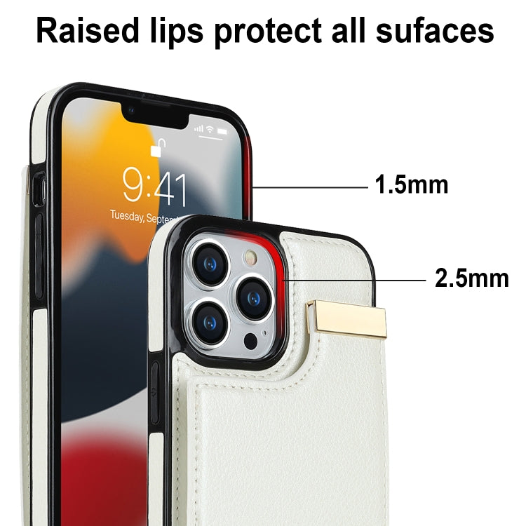 For iPhone 13 Pro Metal Buckle Card Slots Phone Case(White) - iPhone 13 Pro Cases by PMC Jewellery | Online Shopping South Africa | PMC Jewellery