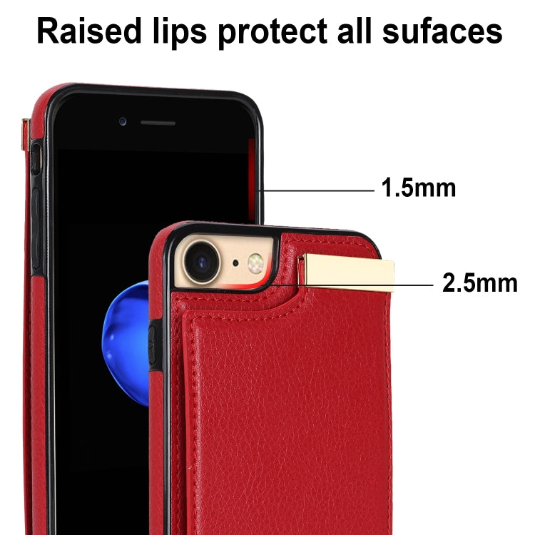 For iPhone SE 2022 / 2020 / 8 / 7 Metal Buckle Card Slots Phone Case(Red) - iPhone SE 2022 / 2020 / 8 / 7 Cases by PMC Jewellery | Online Shopping South Africa | PMC Jewellery