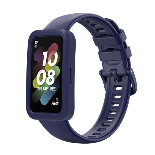 For Huawei Band 8 Silicone Protective Case + Silicone Watch Band Kit(Navy Blue) - Watch Bands by PMC Jewellery | Online Shopping South Africa | PMC Jewellery