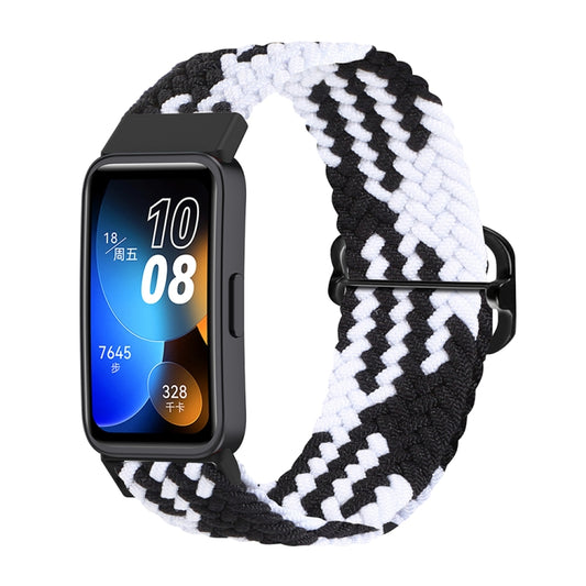 For Huawei Band 8 Nylon Braided Buckle Watch Band(Black White) - Watch Bands by PMC Jewellery | Online Shopping South Africa | PMC Jewellery