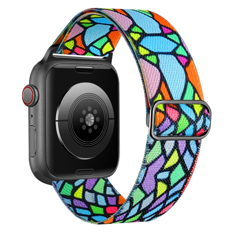 For Apple Watch SE 2022 44mm Painted Pattern Nylon Replacement Watch Band(Geometric Rainbow) - Watch Bands by PMC TechLife | Online Shopping South Africa | PMC TechLife