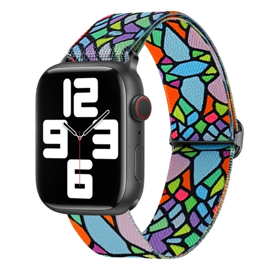 For Apple Watch 7 45mm Painted Pattern Nylon Replacement Watch Band(Geometric Rainbow) - Watch Bands by PMC Jewellery | Online Shopping South Africa | PMC Jewellery