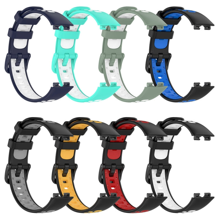 For Huawei Band 8 Two Color Silicone Replacement Watch Band(Cyan White) - Watch Bands by PMC TechLife | Online Shopping South Africa | PMC TechLife