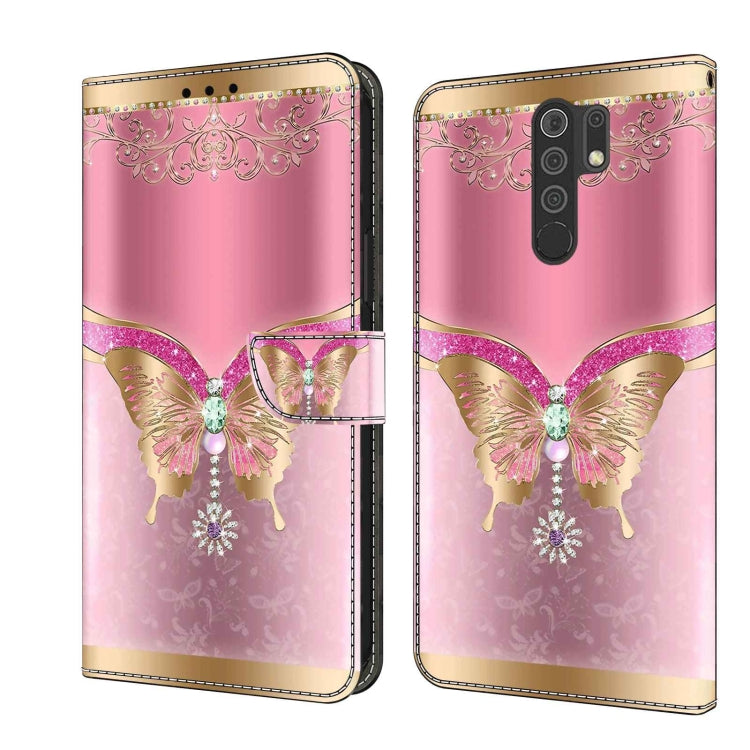 For Xiaomi Redmi 9 Crystal 3D Shockproof Protective Leather Phone Case(Pink Bottom Butterfly) - free shipping - PMC TechLife - Order now!