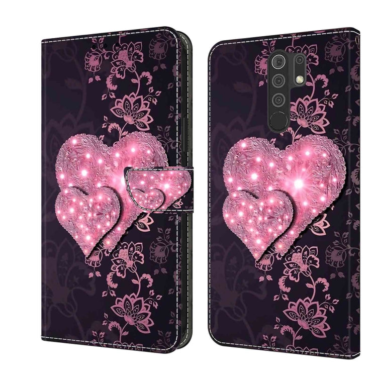 For Xiaomi Redmi 9 Crystal 3D Shockproof Protective Leather Phone Case(Lace Love) - Xiaomi Cases by PMC Jewellery | Online Shopping South Africa | PMC Jewellery