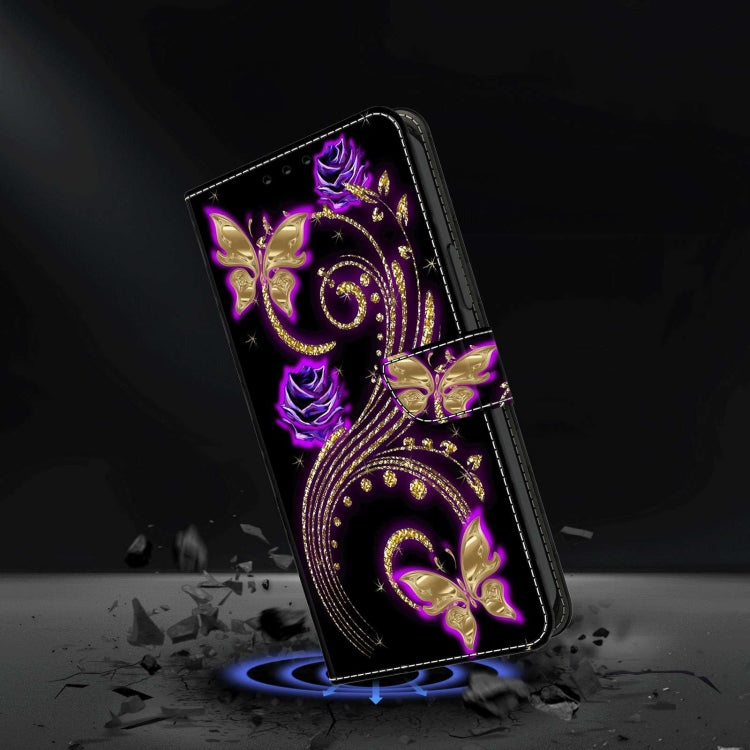 For Xiaomi Redmi 9 Crystal 3D Shockproof Protective Leather Phone Case(Purple Flower Butterfly) - Xiaomi Cases by PMC Jewellery | Online Shopping South Africa | PMC Jewellery