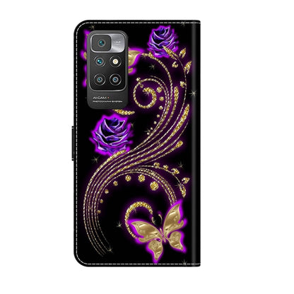 For Xiaomi Redmi 10 Crystal 3D Shockproof Protective Leather Phone Case(Purple Flower Butterfly) - Xiaomi Cases by PMC Jewellery | Online Shopping South Africa | PMC Jewellery