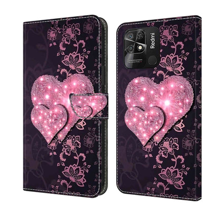 For Xiaomi Redmi 10C Crystal 3D Shockproof Protective Leather Phone Case(Lace Love) - Xiaomi Cases by PMC Jewellery | Online Shopping South Africa | PMC Jewellery