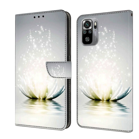 For Xiaomi Redmi Note 10 4G Crystal 3D Shockproof Protective Leather Phone Case(Light Lotus) - Xiaomi Cases by PMC Jewellery | Online Shopping South Africa | PMC Jewellery