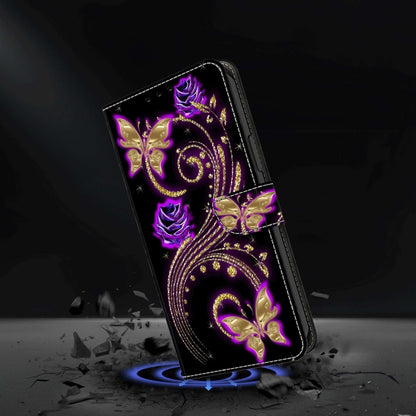 For Xiaomi Redmi Note 10 4G Crystal 3D Shockproof Protective Leather Phone Case(Purple Flower Butterfly) - Xiaomi Cases by PMC Jewellery | Online Shopping South Africa | PMC Jewellery