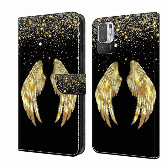 For Xiaomi Redmi Note 10 5G Crystal 3D Shockproof Protective Leather Phone Case(Golden Wings) - Xiaomi Cases by PMC Jewellery | Online Shopping South Africa | PMC Jewellery