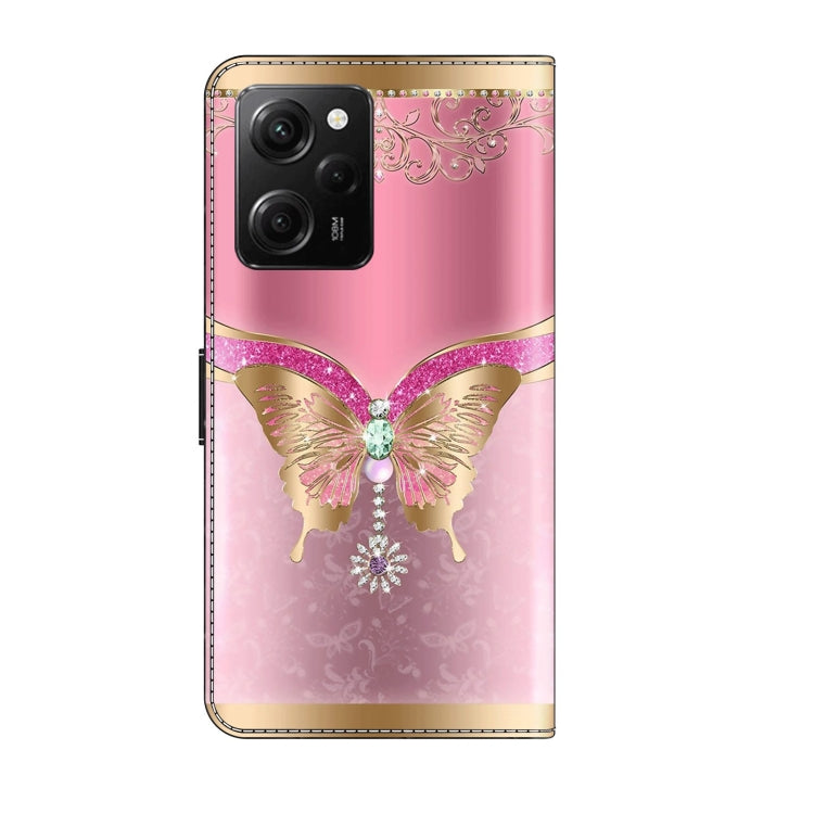 For Xiaomi Redmi Note 12 Pro Global Crystal 3D Shockproof Protective Leather Phone Case(Pink Bottom Butterfly) - Xiaomi Cases by PMC Jewellery | Online Shopping South Africa | PMC Jewellery