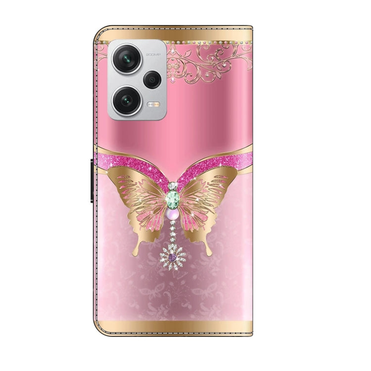 For Xiaomi Redmi Note 12 Pro+ Crystal 3D Shockproof Protective Leather Phone Case(Pink Bottom Butterfly) - Xiaomi Cases by PMC Jewellery | Online Shopping South Africa | PMC Jewellery