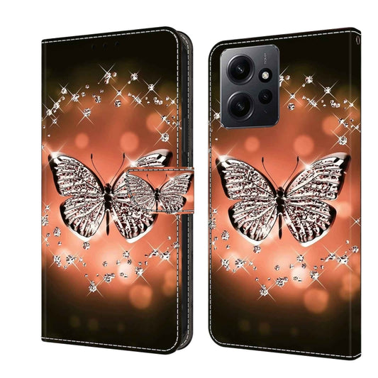 For Xiaomi Redmi Note 12 4G Crystal 3D Shockproof Protective Leather Phone Case(Crystal Butterfly) - Xiaomi Cases by PMC Jewellery | Online Shopping South Africa | PMC Jewellery