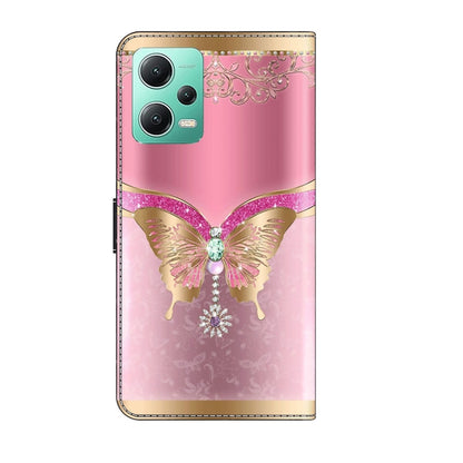 For Xiaomi Redmi Note 12 5G Global / Poco X5 Crystal 3D Shockproof Protective Leather Phone Case(Pink Bottom Butterfly) - Xiaomi Cases by PMC Jewellery | Online Shopping South Africa | PMC Jewellery