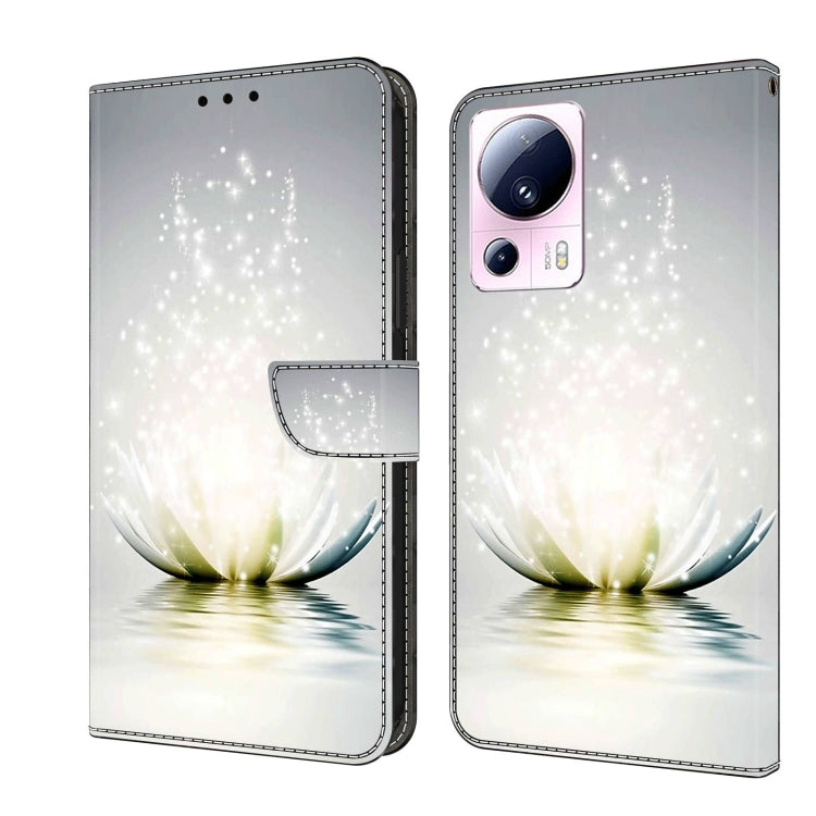 For Xiaomi 13 Lite Crystal 3D Shockproof Protective Leather Phone Case(Light Lotus) - 13 Lite Cases by PMC Jewellery | Online Shopping South Africa | PMC Jewellery