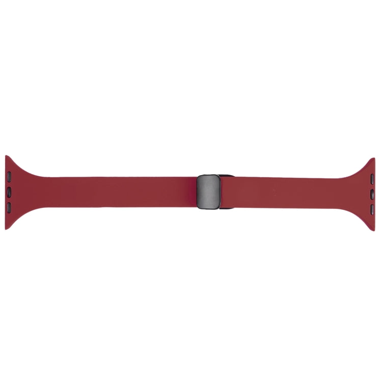 For Apple Watch 8 41mm Magnetic Buckle Slim Silicone Watch Band(Wine Red) - Watch Bands by PMC Jewellery | Online Shopping South Africa | PMC Jewellery